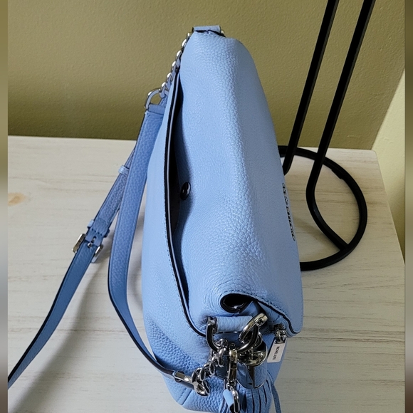 Michael Kors Blue BEDFORD Tassel Pebbled Leather Shoulder Bag/Crossbody Bag - Picture 6 of 16
